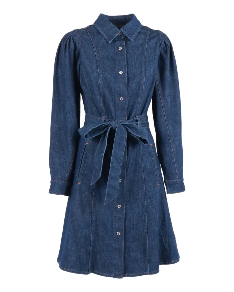 7 for all mankind puff-sleeve midi dress - Blau Blau