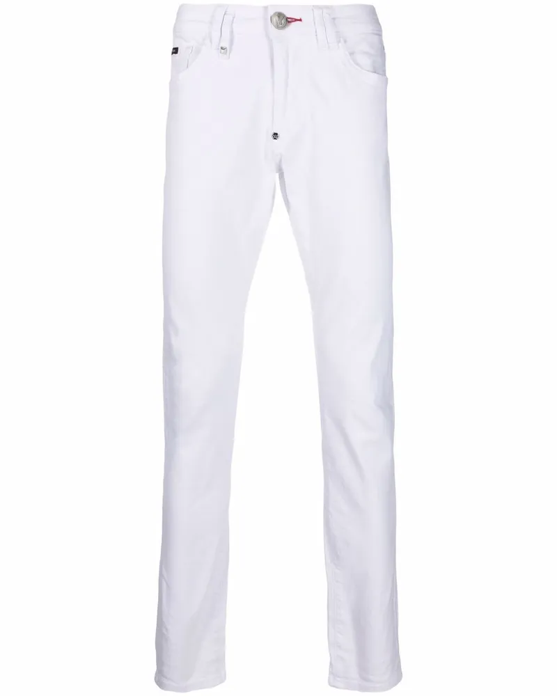 Philipp Plein Slim-Fit-Jeans mit Logo - Weiß Weiß