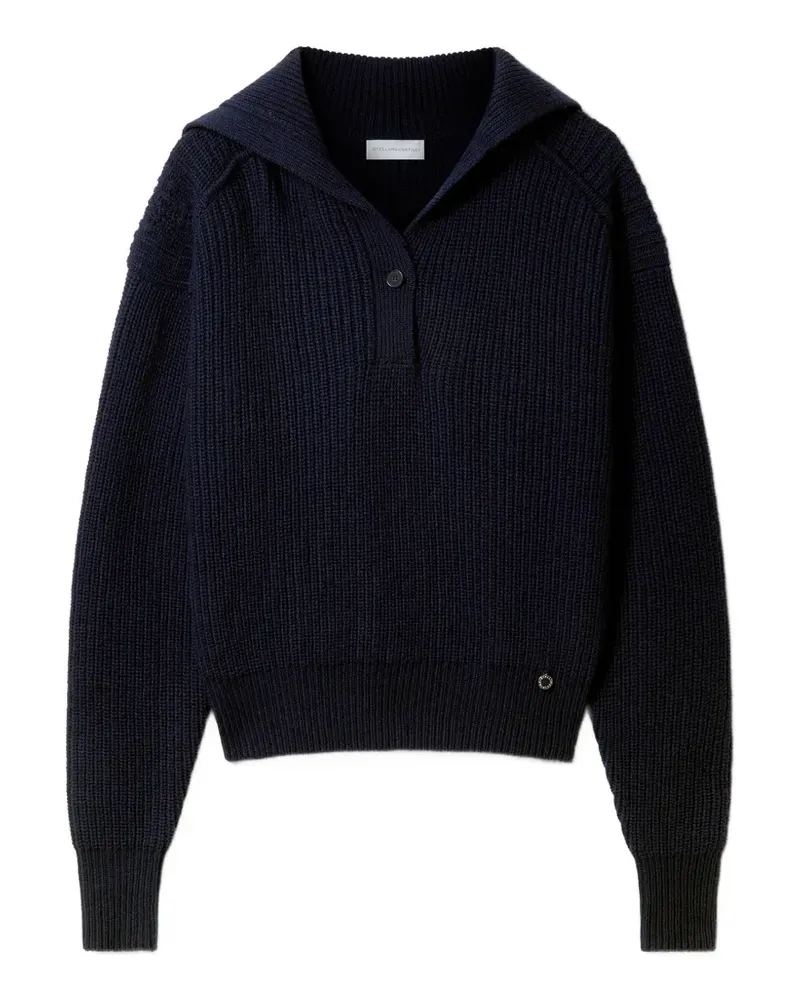 Stella McCartney ribbed-knit button-up sweater - Blau Blau