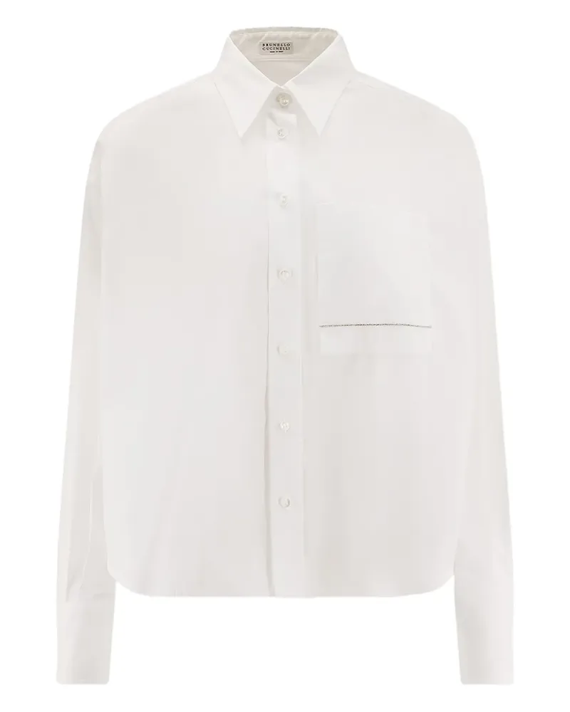 Brunello Cucinelli Hemd mit Perlenbesatz - Weiß Weiß