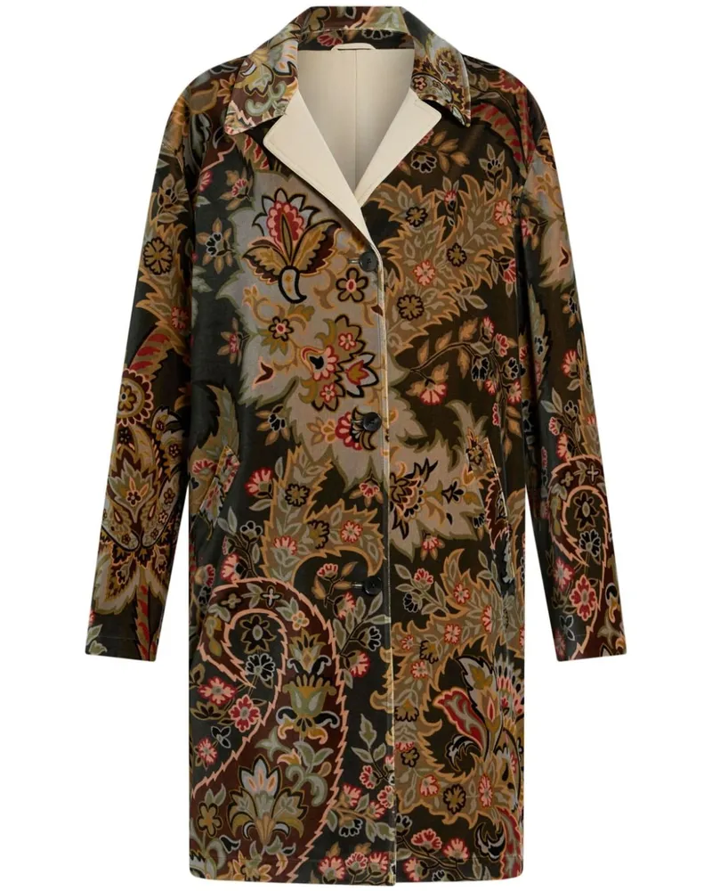 Etro Samtmantel mit Paisley-Print - Braun Braun