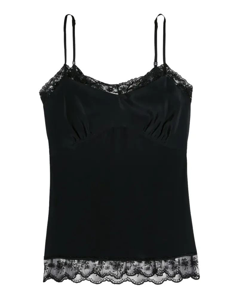Simone Rocha Camisole-Seidentop mit Spitzenbesatz - Schwarz Schwarz