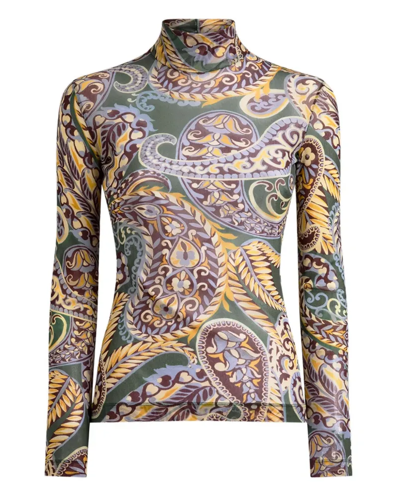 Etro Rollkragenoberteil mit Paisleymuster - Grün Grün