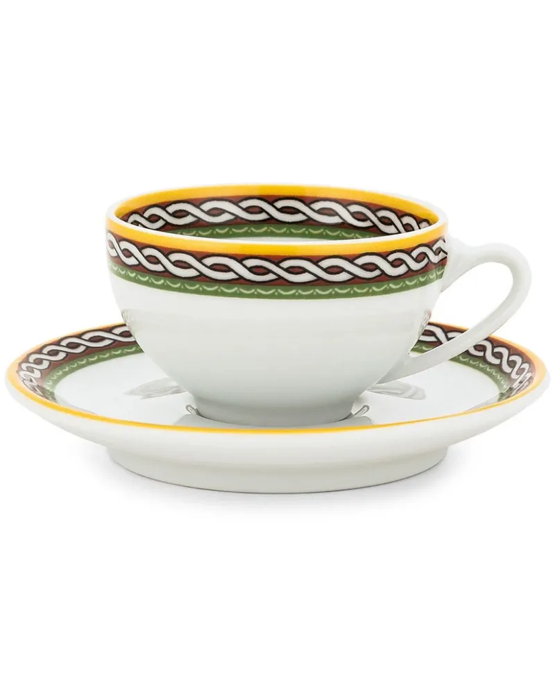 Dolce & Gabbana Espressotassen mit Carreto Sicilian-Rand (2er-Set) - Weiß Weiß