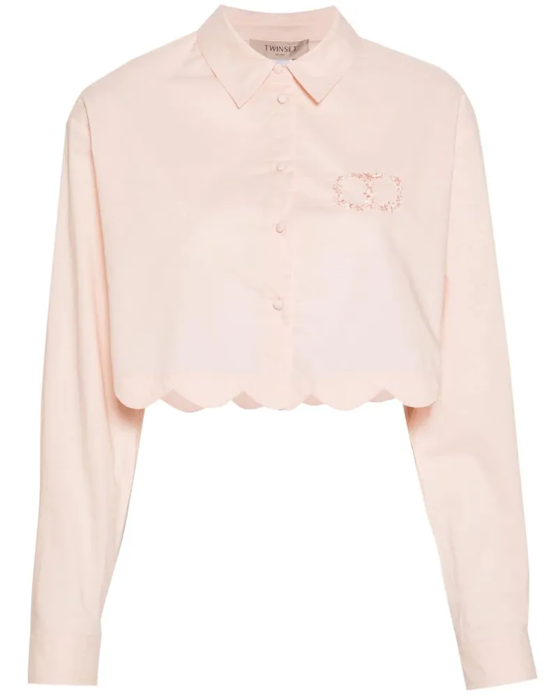 Twin-Set Cropped-Hemd mit Logo-Stickerei - Rosa Rosa