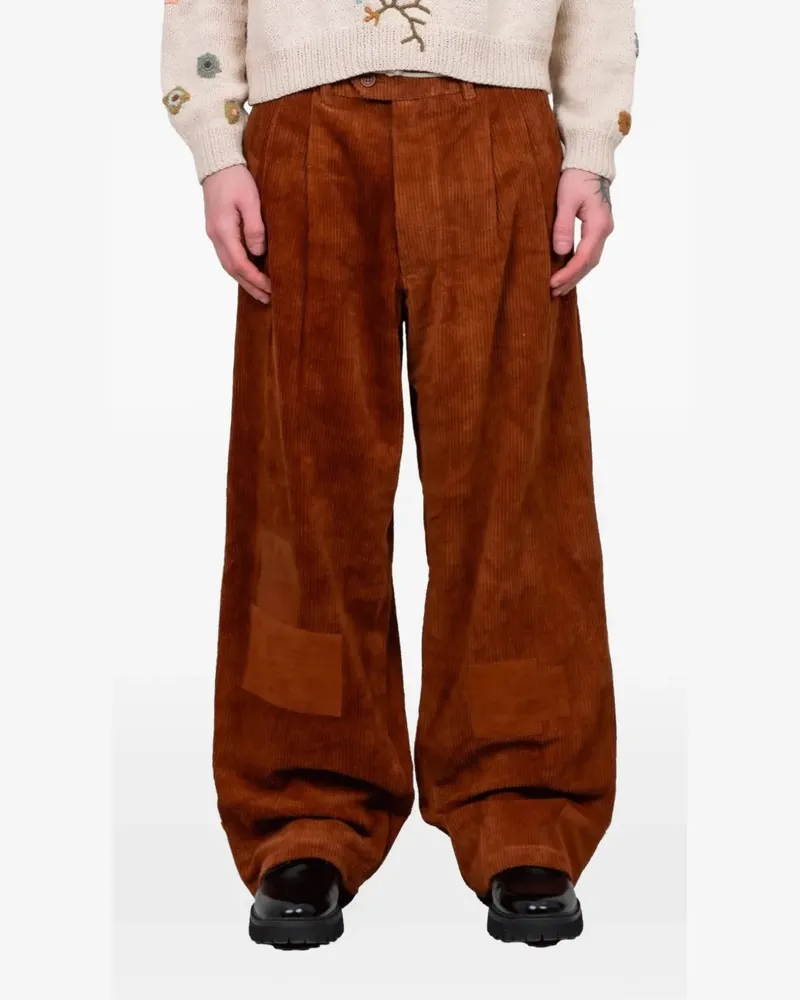 STORY mfg. Lush corduroy patch trousers - Braun Braun