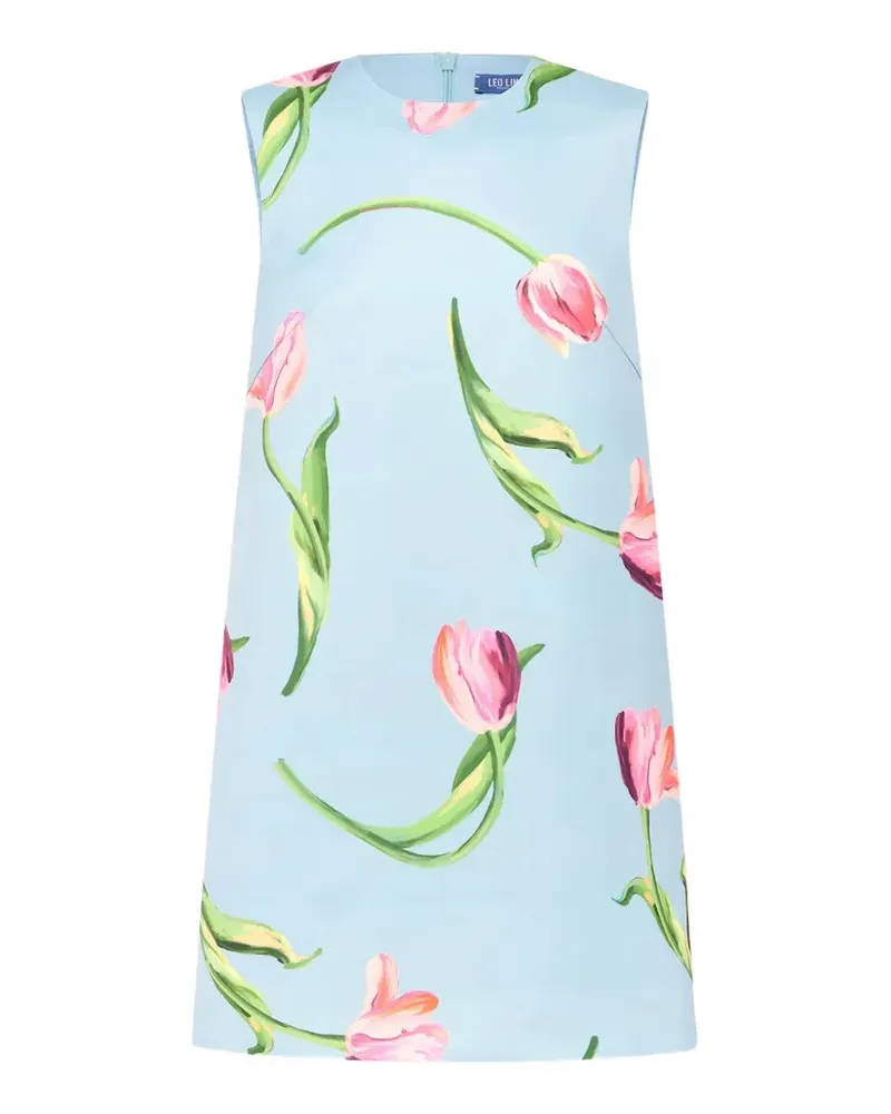 LEO LIN Yvonne tulip-print mini dress - Blau Blau
