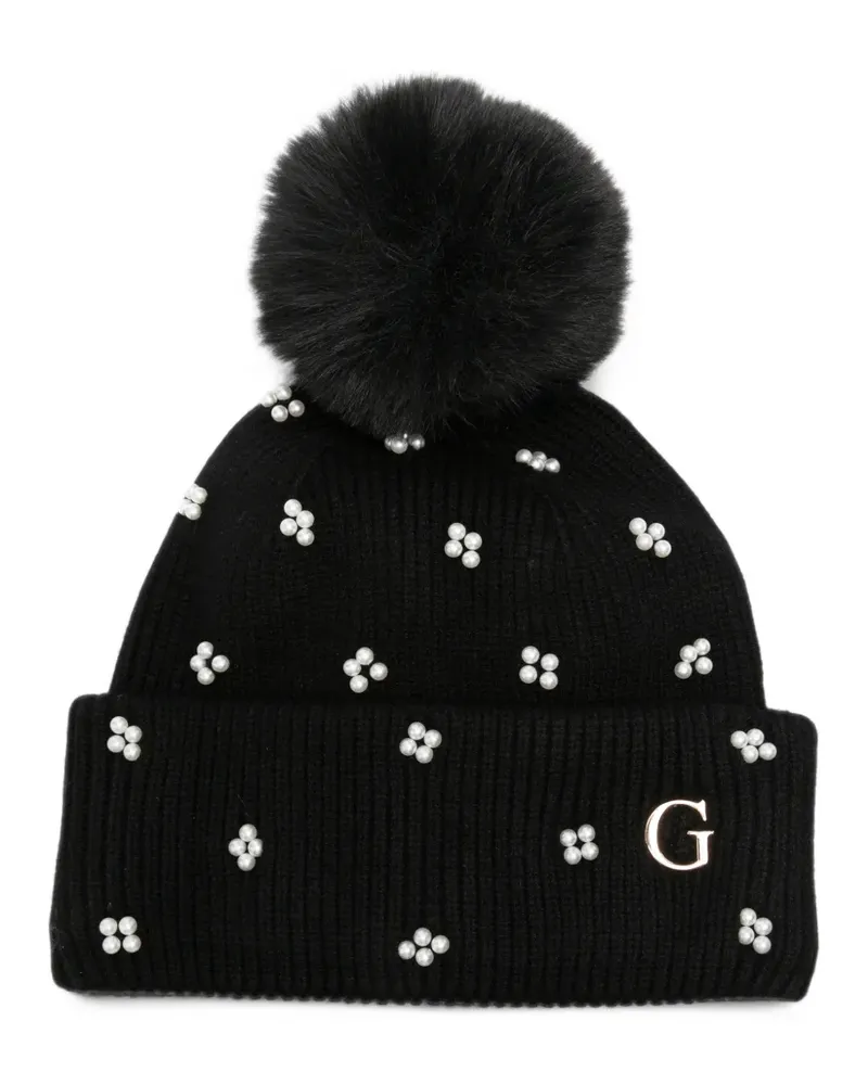 Guess faux-pearl pom-pom beanie hat - Schwarz Schwarz