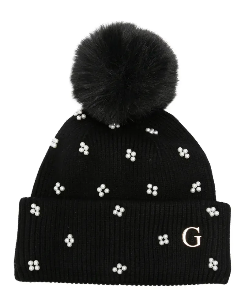 Guess faux-pearl pom-pom beanie hat - Schwarz Schwarz