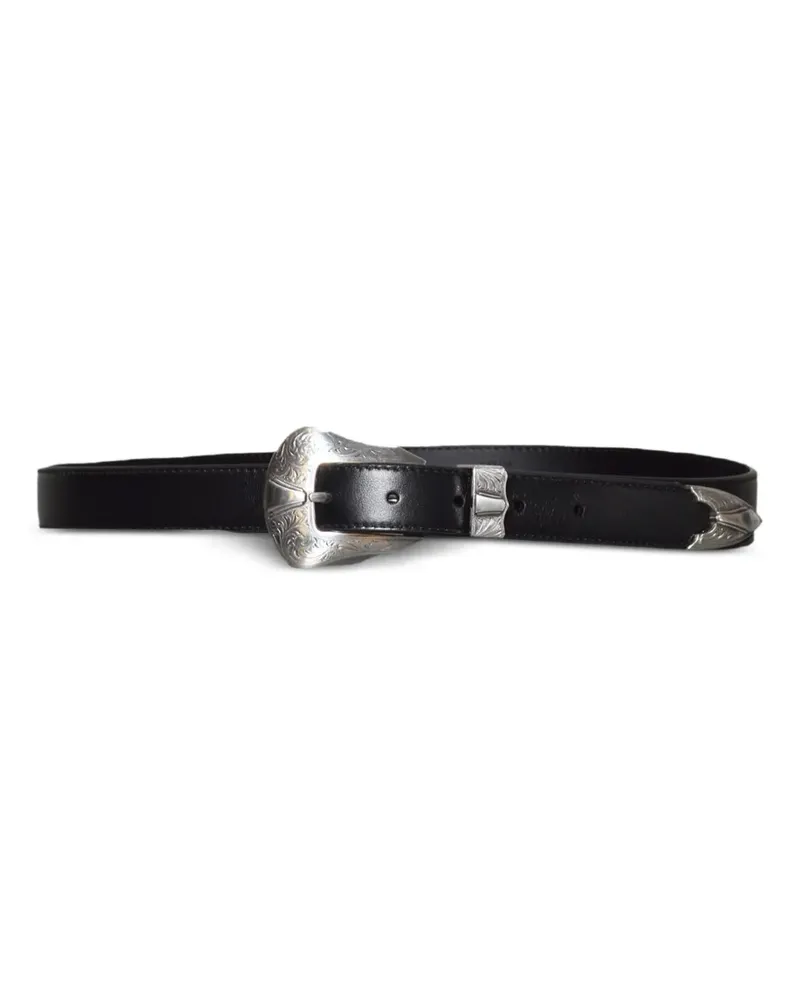 Kate Cate engraved-buckle leather belt - Schwarz Schwarz
