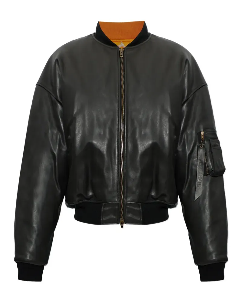 VETEMENTS leather bomber jacket - Schwarz Schwarz