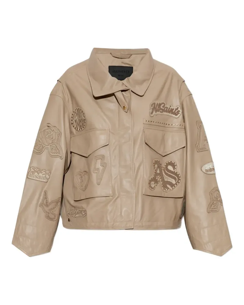 AllSaints Clay Oversized-Jacke mit Patch-Detail - Braun Braun