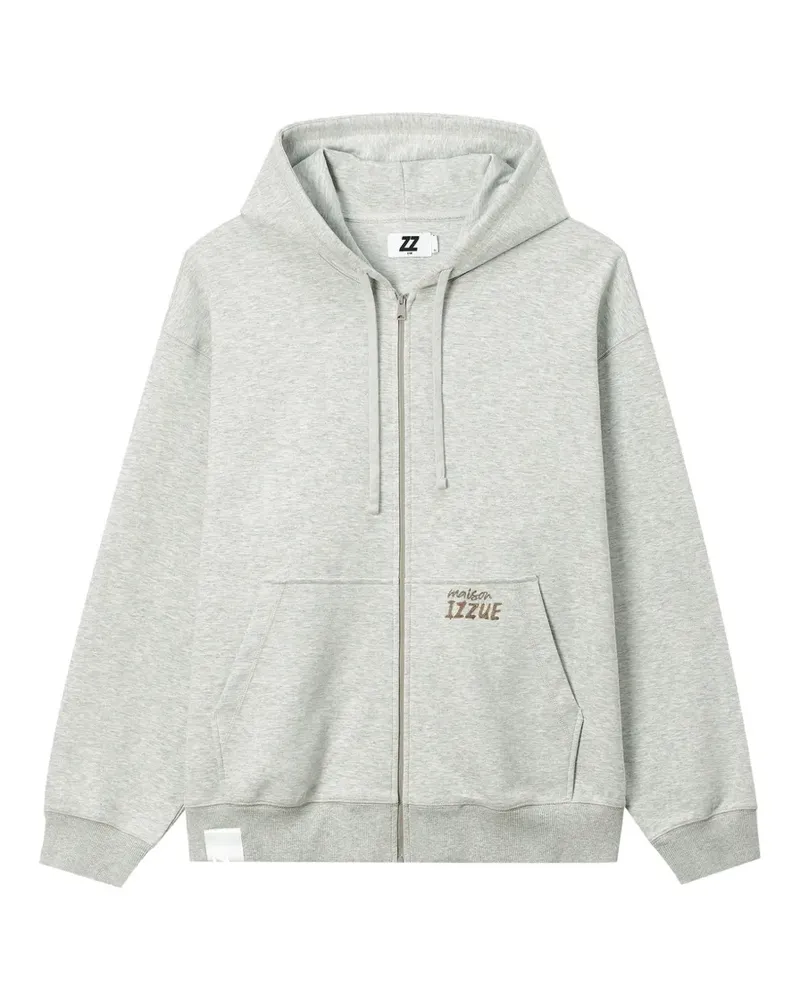 Izzue slogan-print zip-up hoodie - Grau Grau