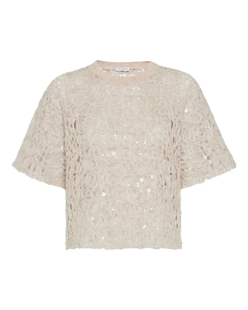 Brunello Cucinelli T-Shirt mit Pailletten - Nude Nude