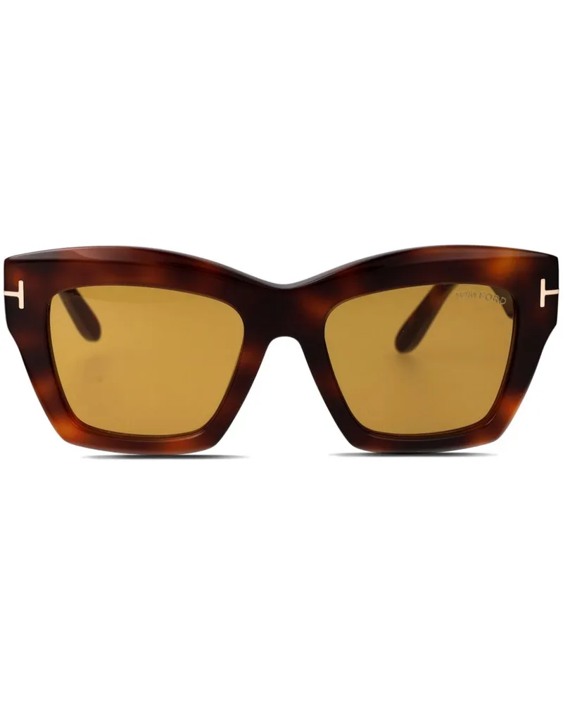 Tom Ford Sonnenbrille mit eckigem Gestell - Braun Braun