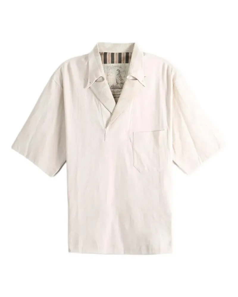 Ziggy Chen spread collar T-shirt - Nude Nude