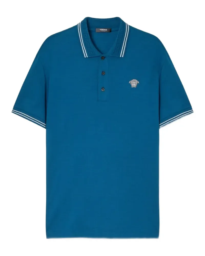 Versace Medusa Pop embroidered piqué polo shirt - Blau Blau