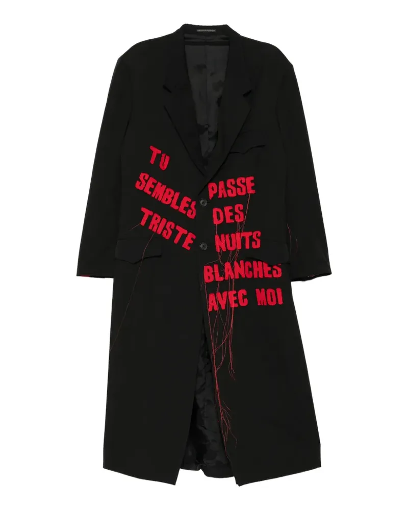 Yohji Yamamoto Mantel mit Slogan-Print - Schwarz Schwarz