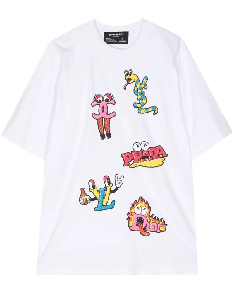 DOMREBEL T-Shirt mit Cartoon-Print - Weiß Weiß