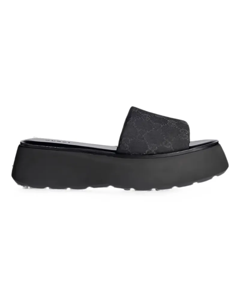 Gucci Sandalen aus GG Canvas mit Plateausohle - Schwarz Schwarz