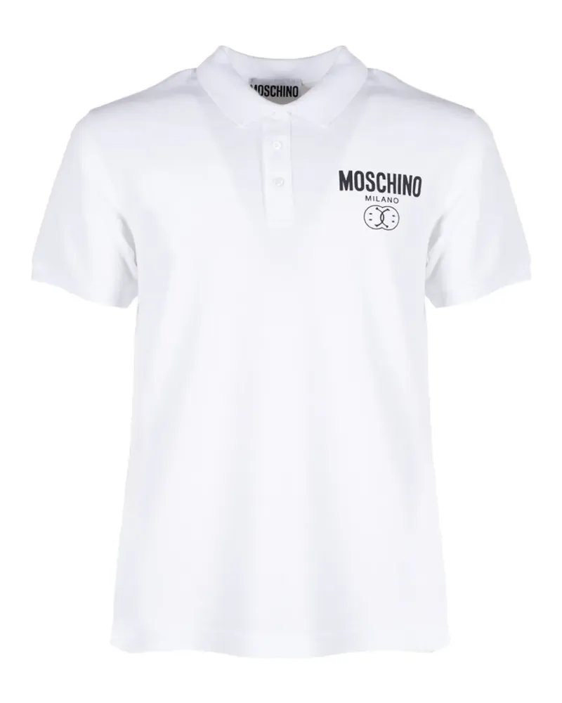 Moschino Double Smile Poloshirt aus Piqué - Weiß Weiß