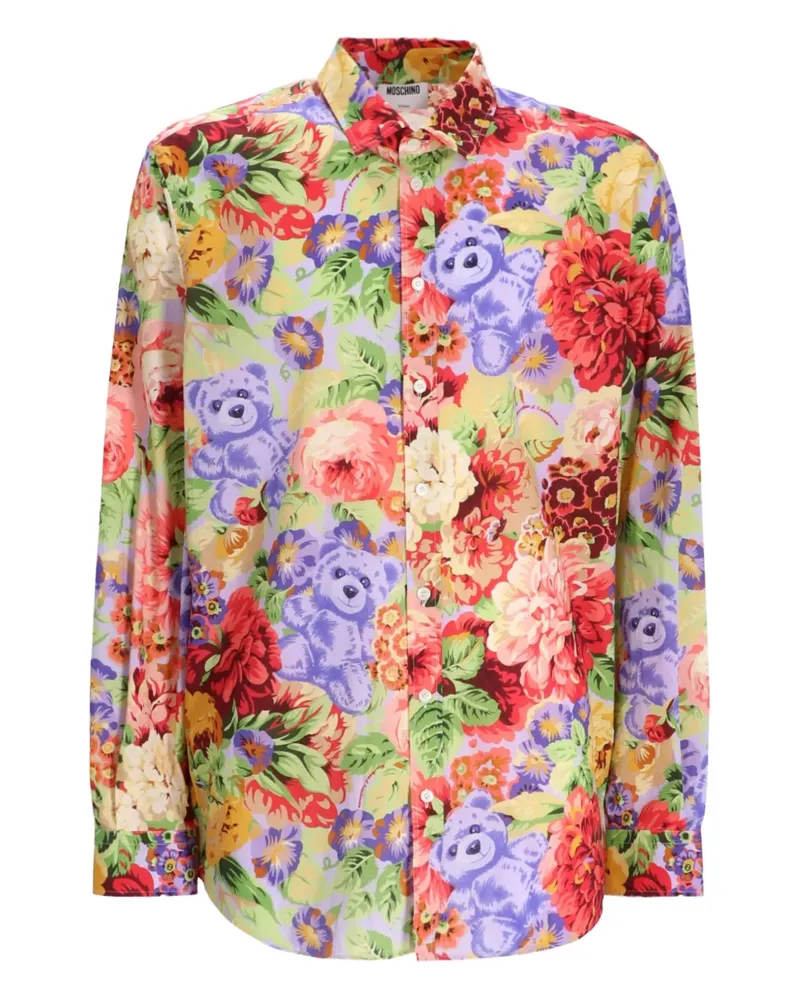 Moschino Hemd mit Blumen-Teddy - Blau Blau