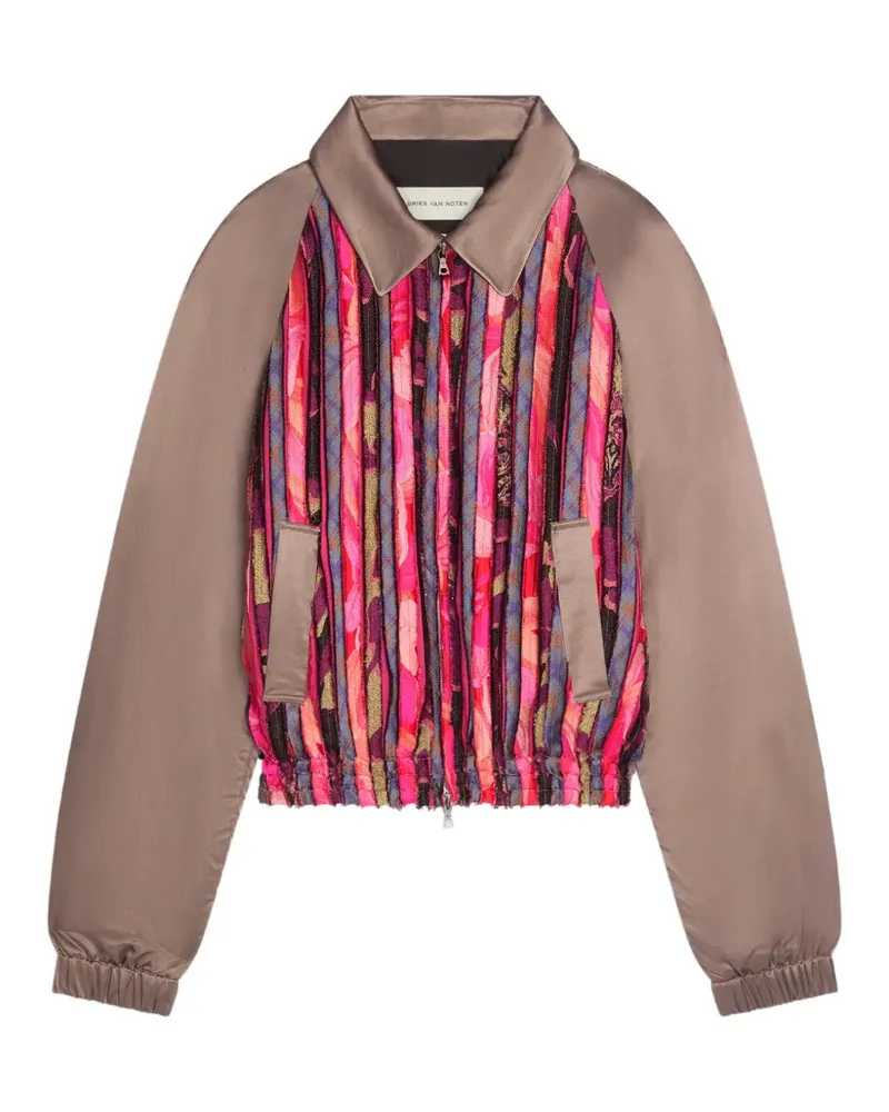 Dries van Noten Gestreifte Bomberjacke - Braun Braun