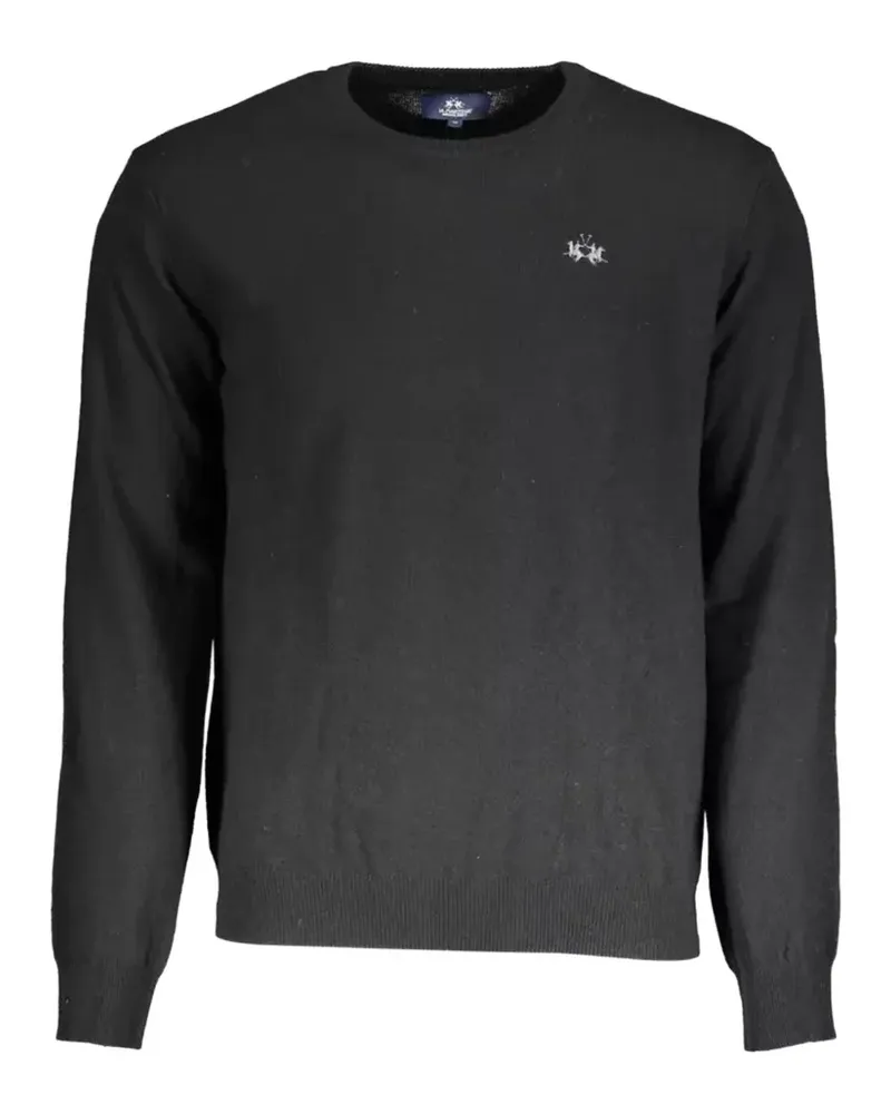 La Martina logo-embroidered merino wool sweater - Schwarz Schwarz