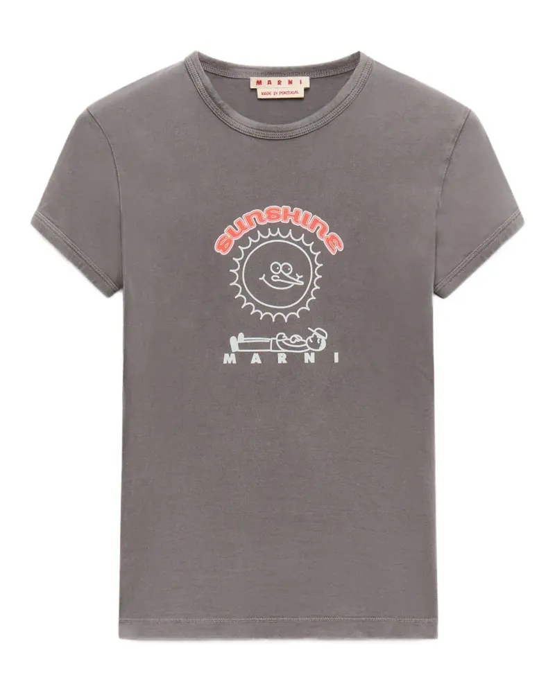 Marni grey cotton T-shirt with sunshine print - Grau Grau