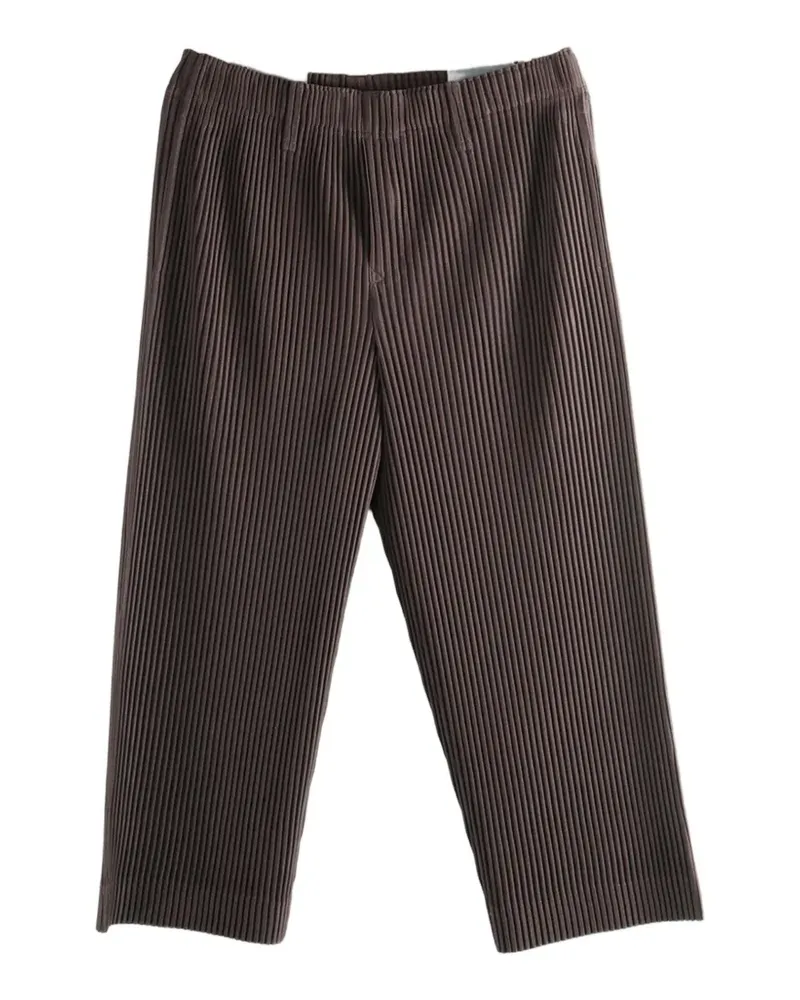 Issey Miyake pleated cropped trousers - Braun Braun