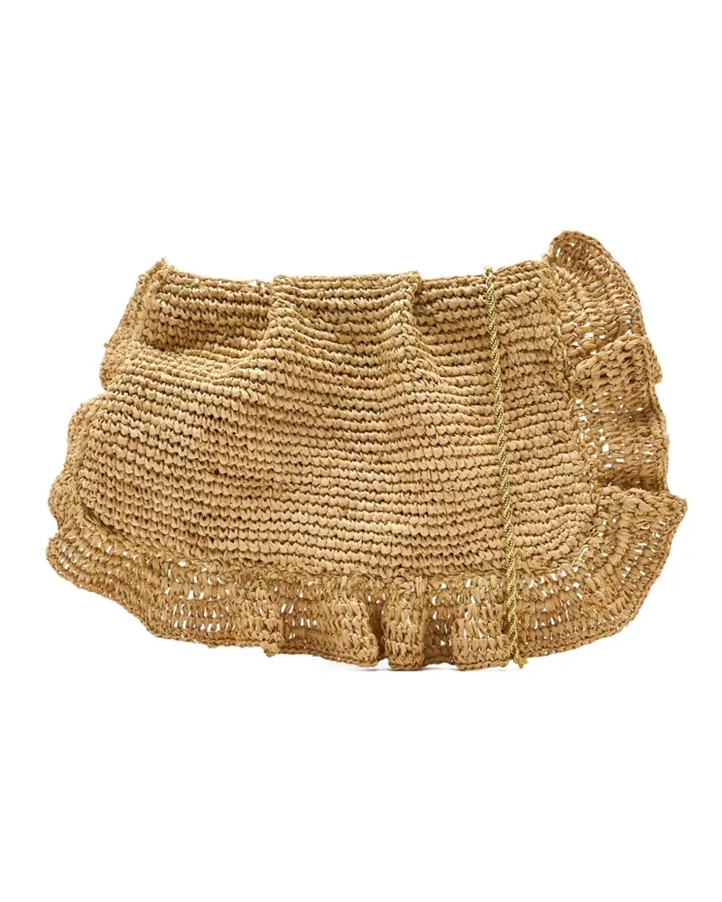 Loeffler Randall Gerüschte Mavis Clutch aus Raffiabast - Nude Nude