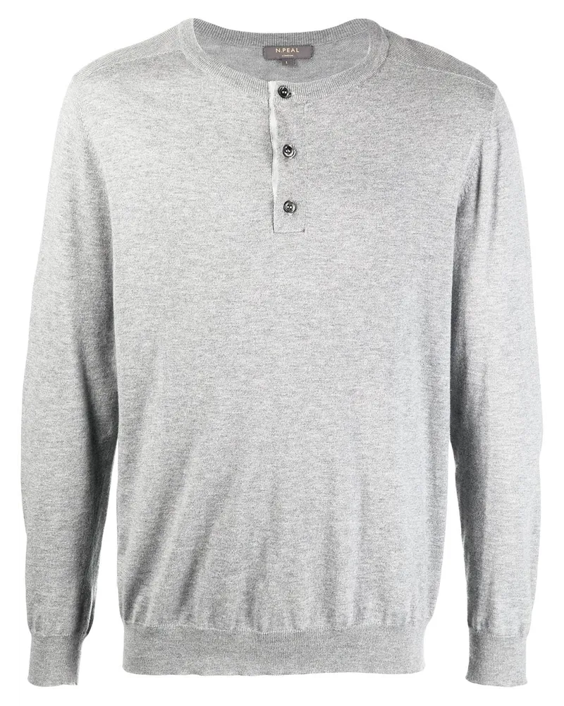 N.Peal Pullover mit Henley-Kragen - Grau Grau