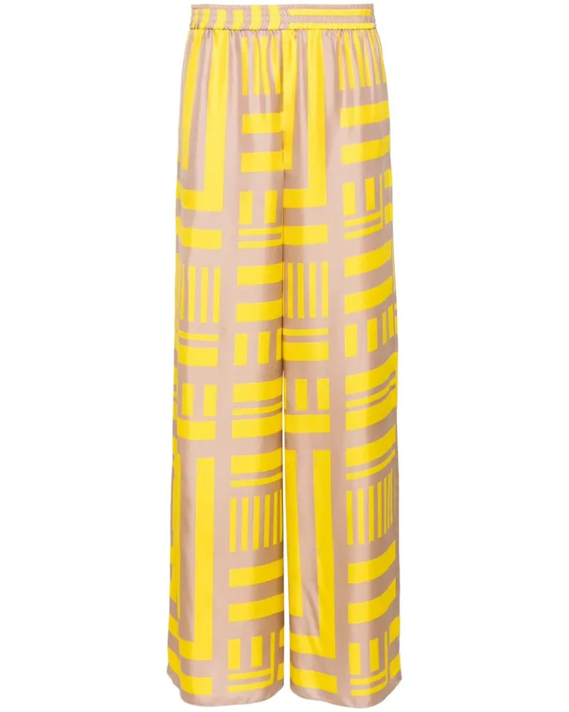 Fendi Seidenhose mit FF Labyrinth-Print - Gelb Gelb