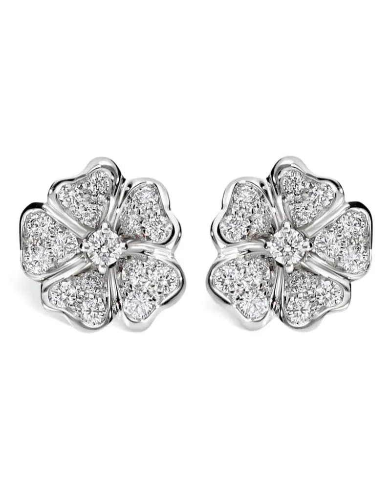 LEO PIZZO 18kt Flora Weißgoldohrringe mit Diamanten - Silber Silber