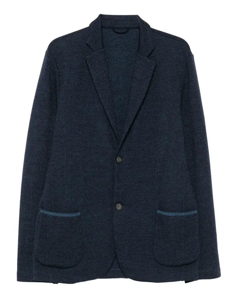 Gran Sasso herringbone-knit single-breasted wool blazer - Blau Blau