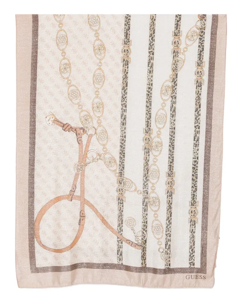 Guess Seidenschal mit Leopardenprint - Nude Nude
