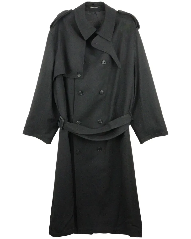 Yohji Yamamoto K-Chin Flap Trenchcoat - Schwarz Schwarz