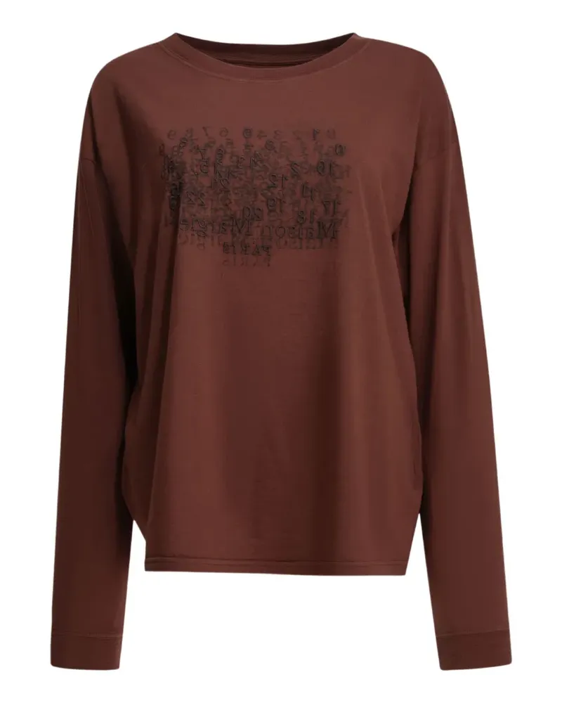 Maison Margiela logo-print long-sleeve T-shirt - Braun Braun