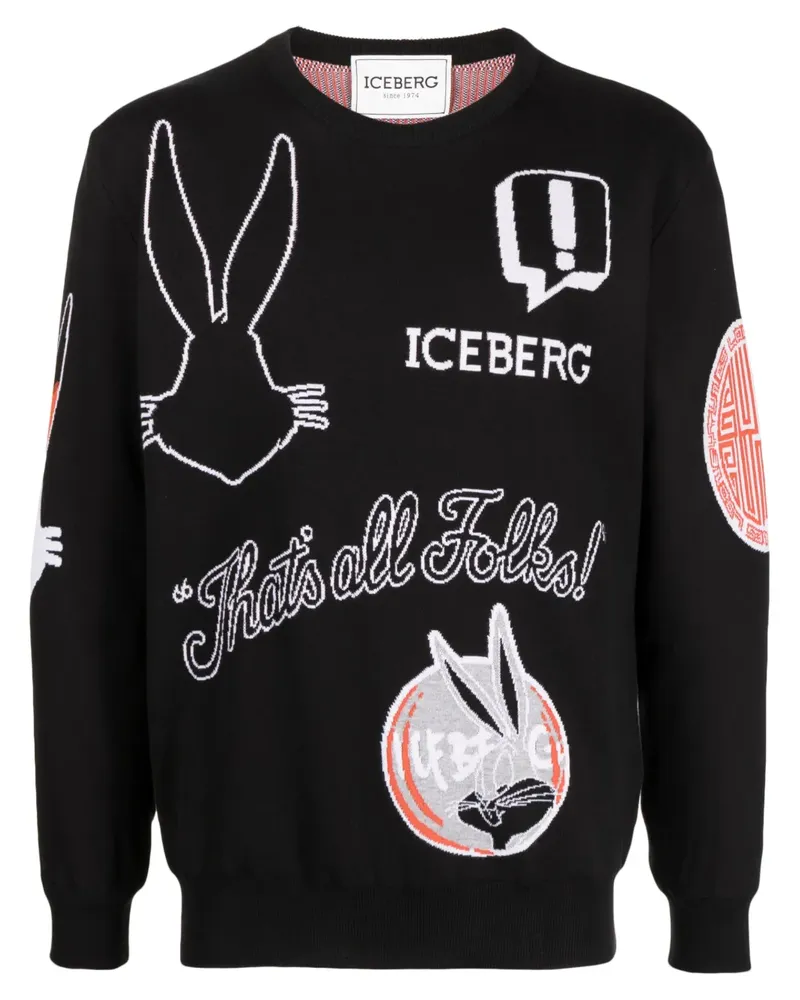 Iceberg Pullover mit Intarsienmuster - Schwarz Schwarz