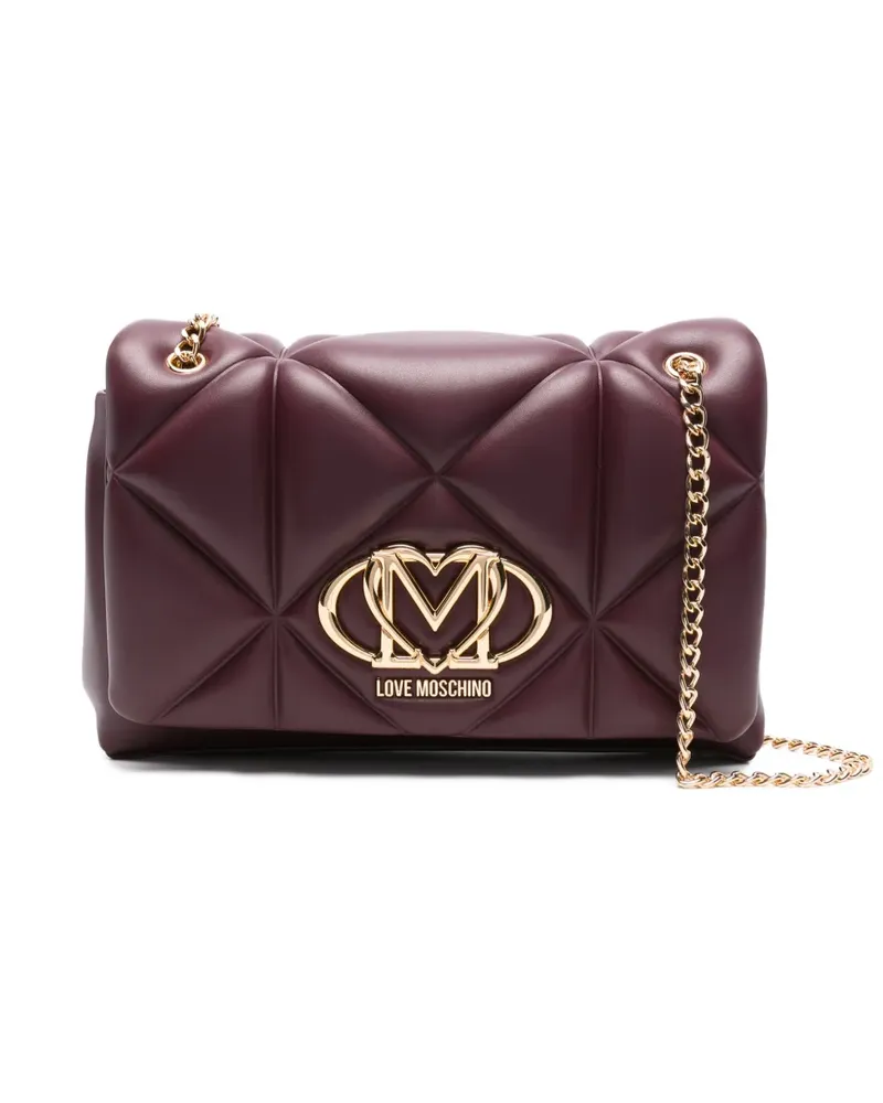 Moschino Gesteppte Schultertasche mit Logo - Rot Rot