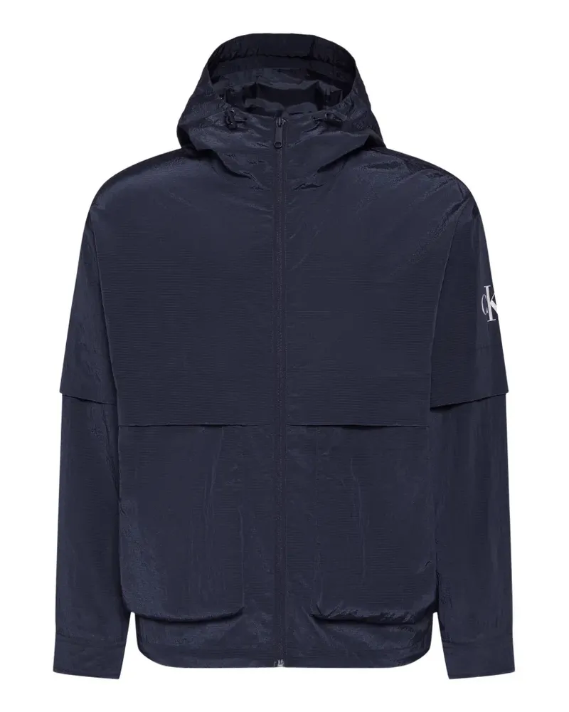 Calvin Klein logo-print hooded jacket - Blau Blau