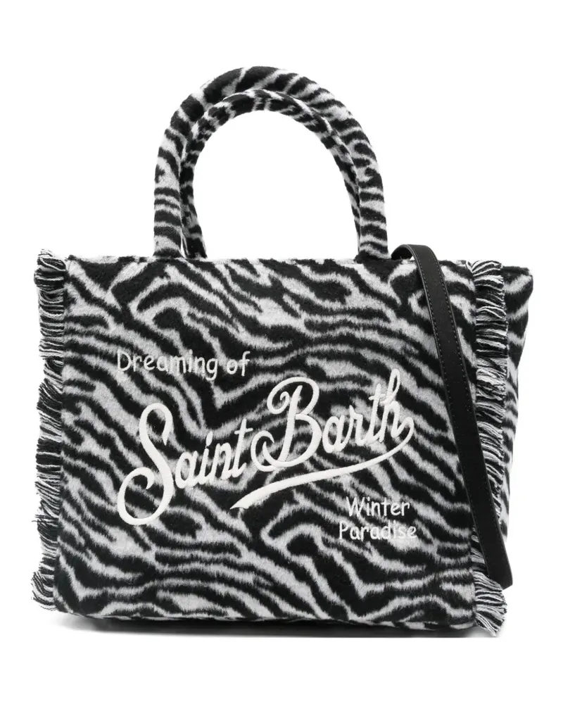 MC2 Saint Barth zebra print fringed tote bag - Schwarz Schwarz