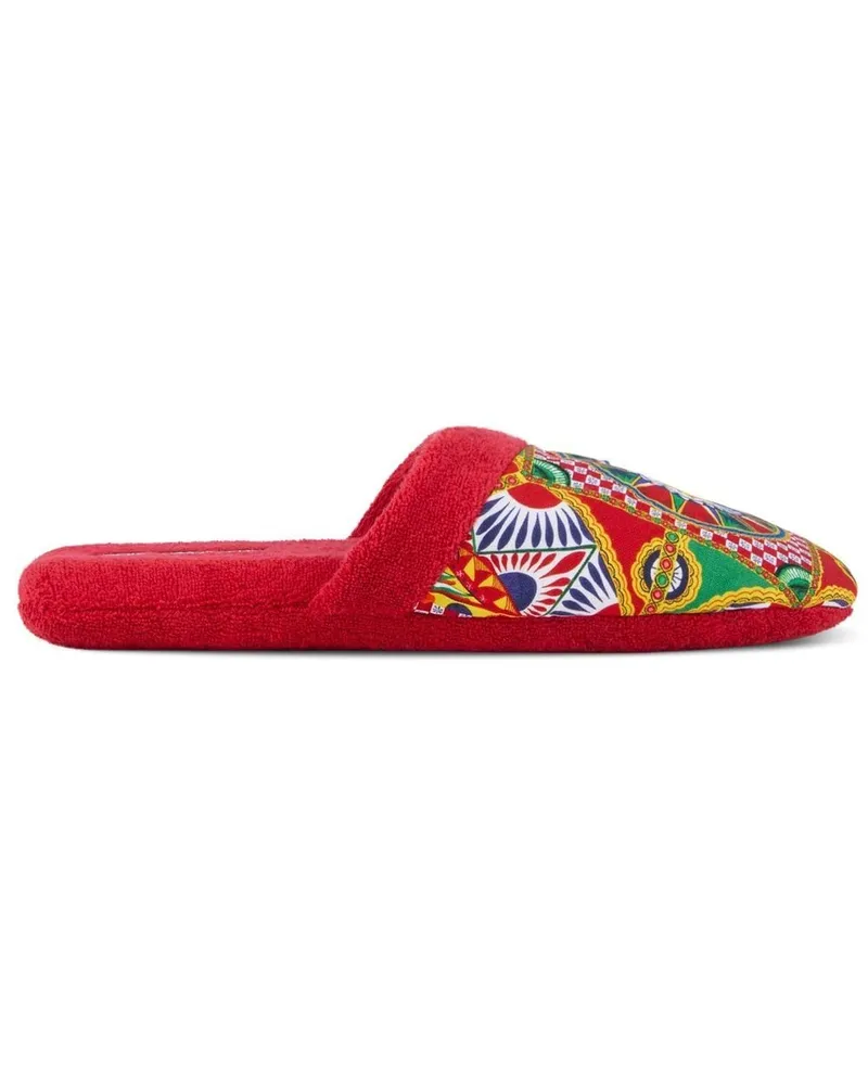 Dolce & Gabbana Slipper mit Carretto Siciliano-Print - Rot Rot