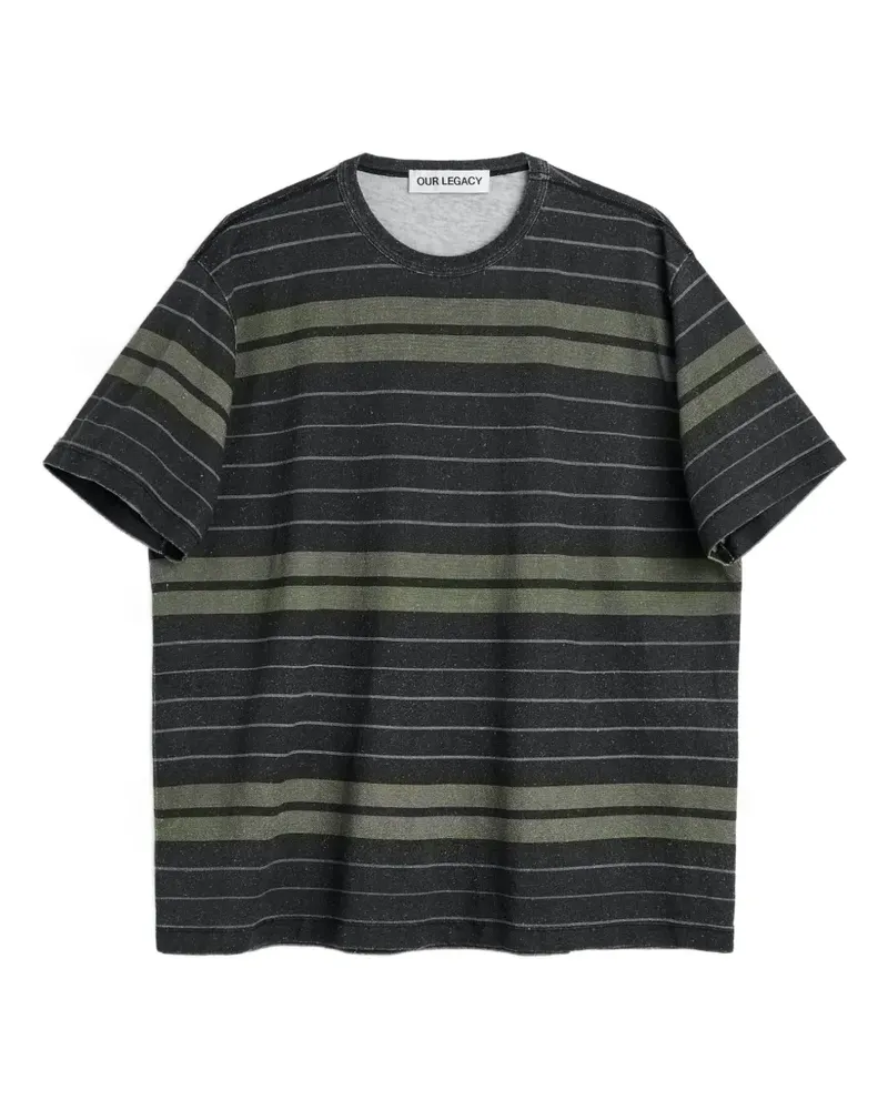 Our Legacy Gestreiftes New Box T-Shirt - Schwarz Schwarz