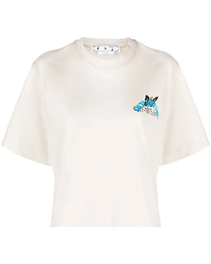 OFF-WHITE Cropped-T-Shirt mit Schmetterling - Grau Grau