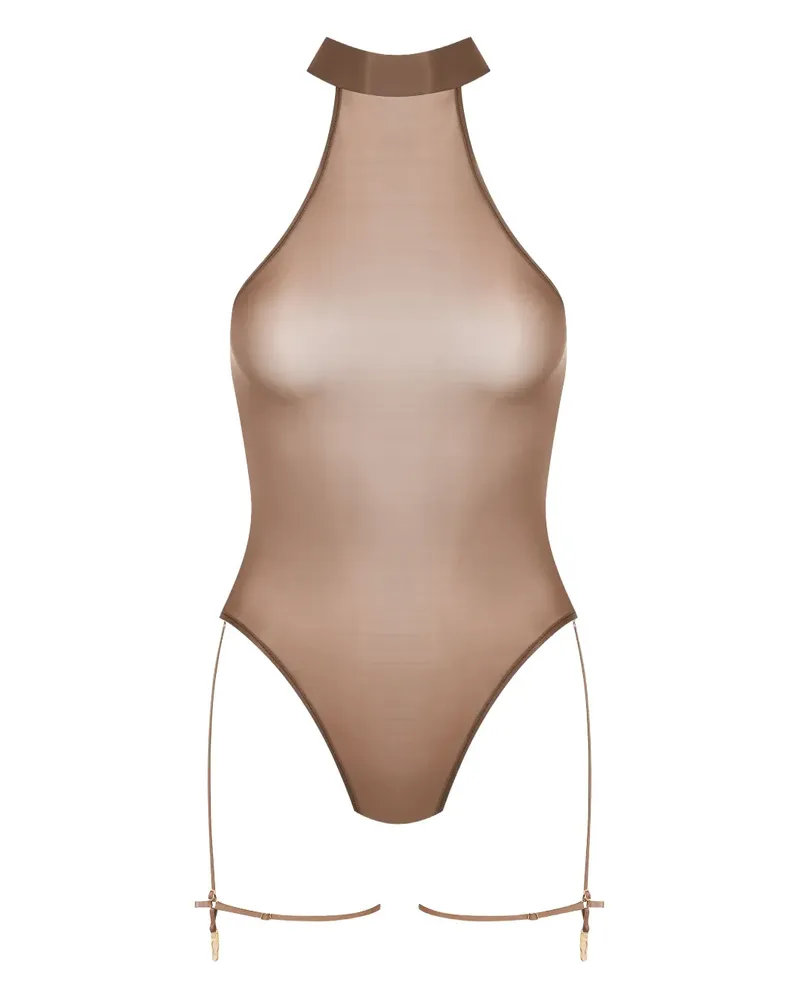 Maison Close French Kiss Light Neckholder-Body mit Tanga - Braun Braun