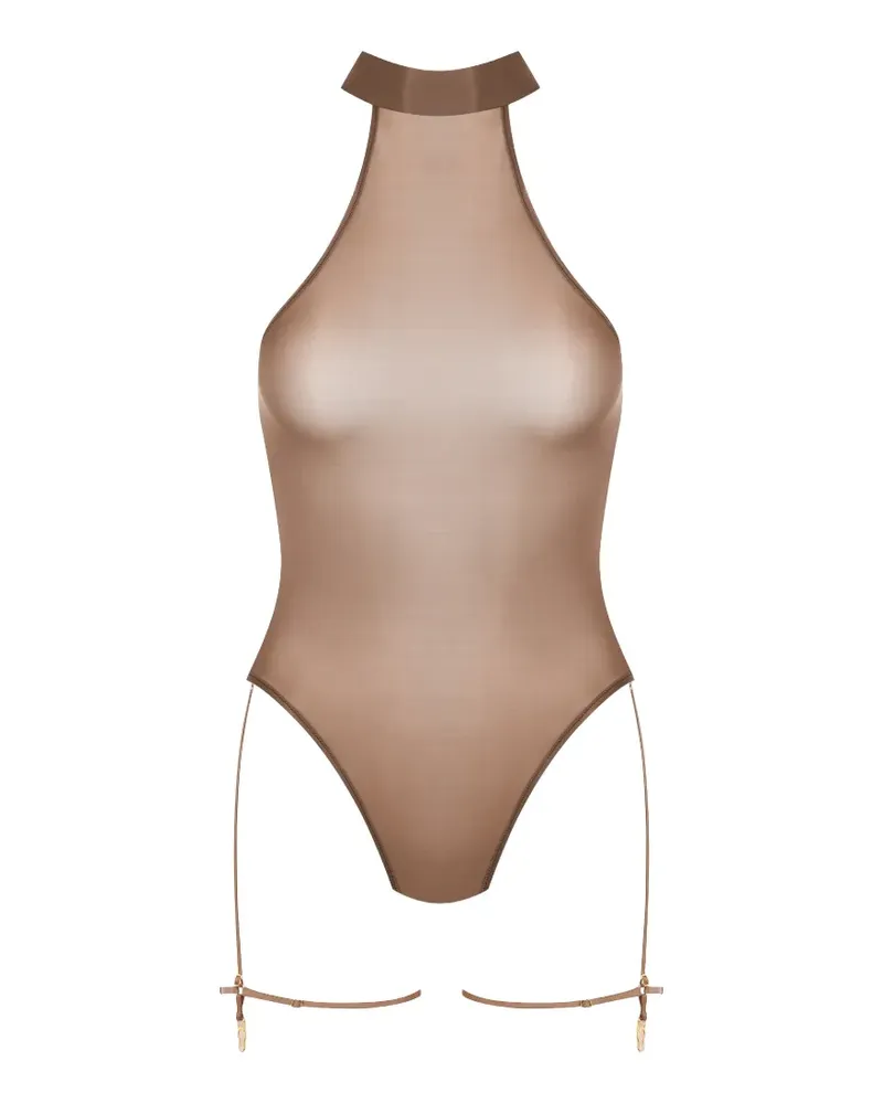 Maison Close French Kiss Light Neckholder-Body mit Tanga - Braun Braun