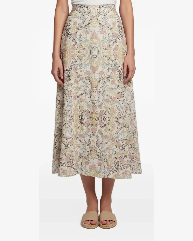 Max Mara Midirock mit Blumenprint - Nude Nude