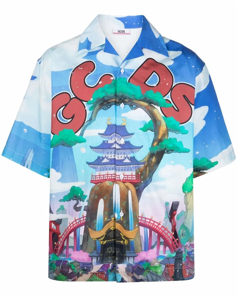 GCDS Hemd mit grafischem Print - Blau Blau