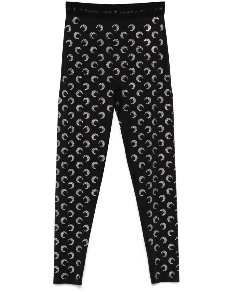 Marine Serre Leggings mit Sichelmond-Verzierung - Schwarz Schwarz